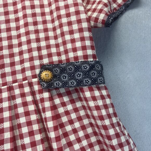 COTTONTAIL ORIGINALS Red Gingham Navy Floral DRESS 14 Vintage 80s 90s Retro Midi - Picture 11 of 16